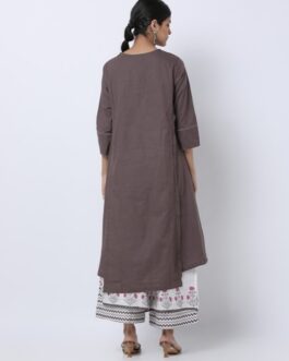 BIBA A-Line Kurta with Printed Palazzos & Dupatta