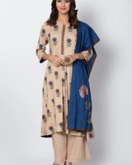 BIBA  Floral Print Kurta, Palazzo, & Dupatta Set