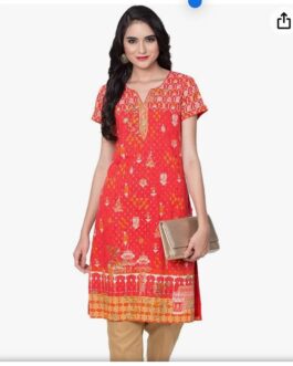 BIBA Womens Round Neck Printed Kurta