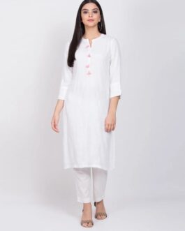 Biba Straight Kurta with Tassel Accent