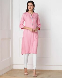 Biba Straight Kurta with Tassel Accents