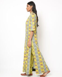 Biba Printed Top with Dhoti Pants & Jacket